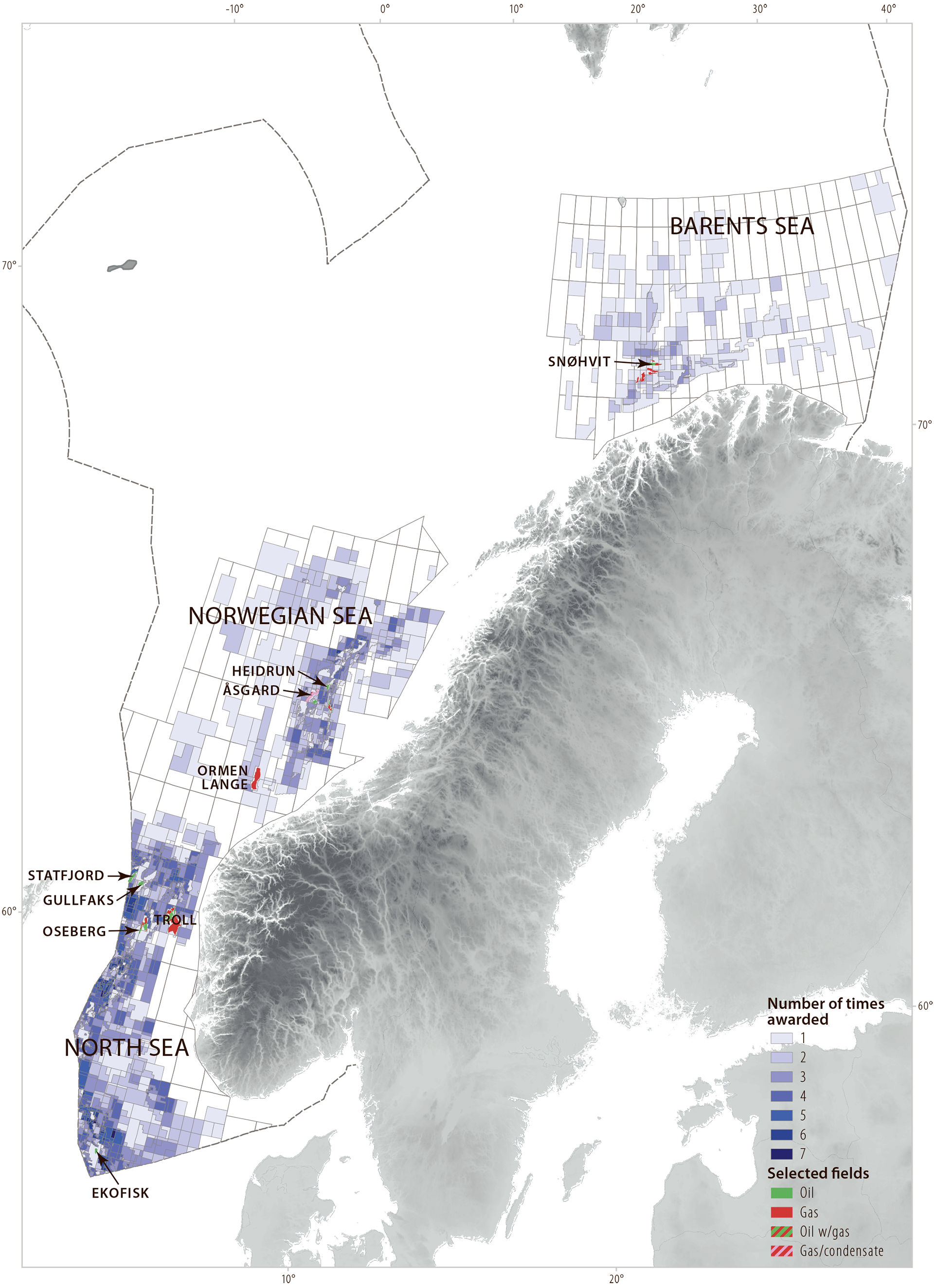 Figure 2.19 Number of times acreage has been awarded.