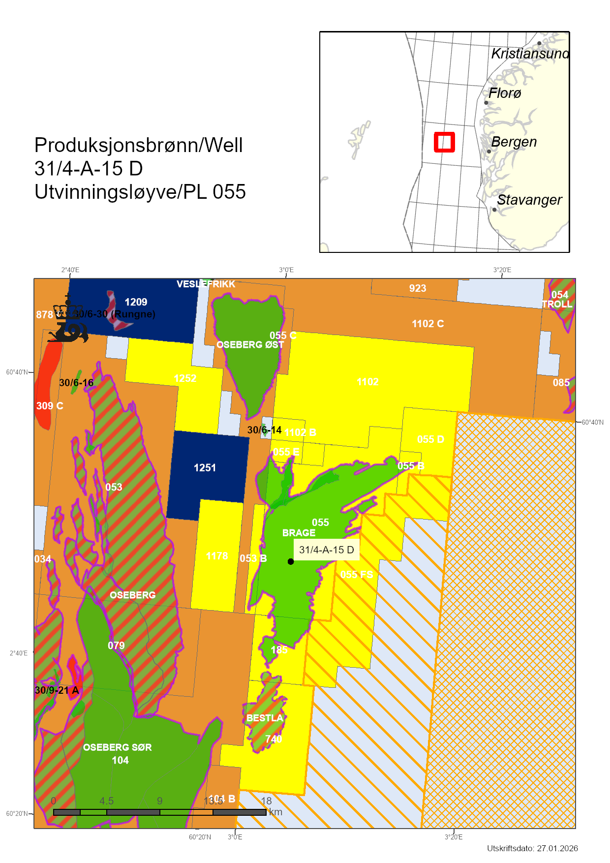 Map showing the location of well 31/4-A-15 D.