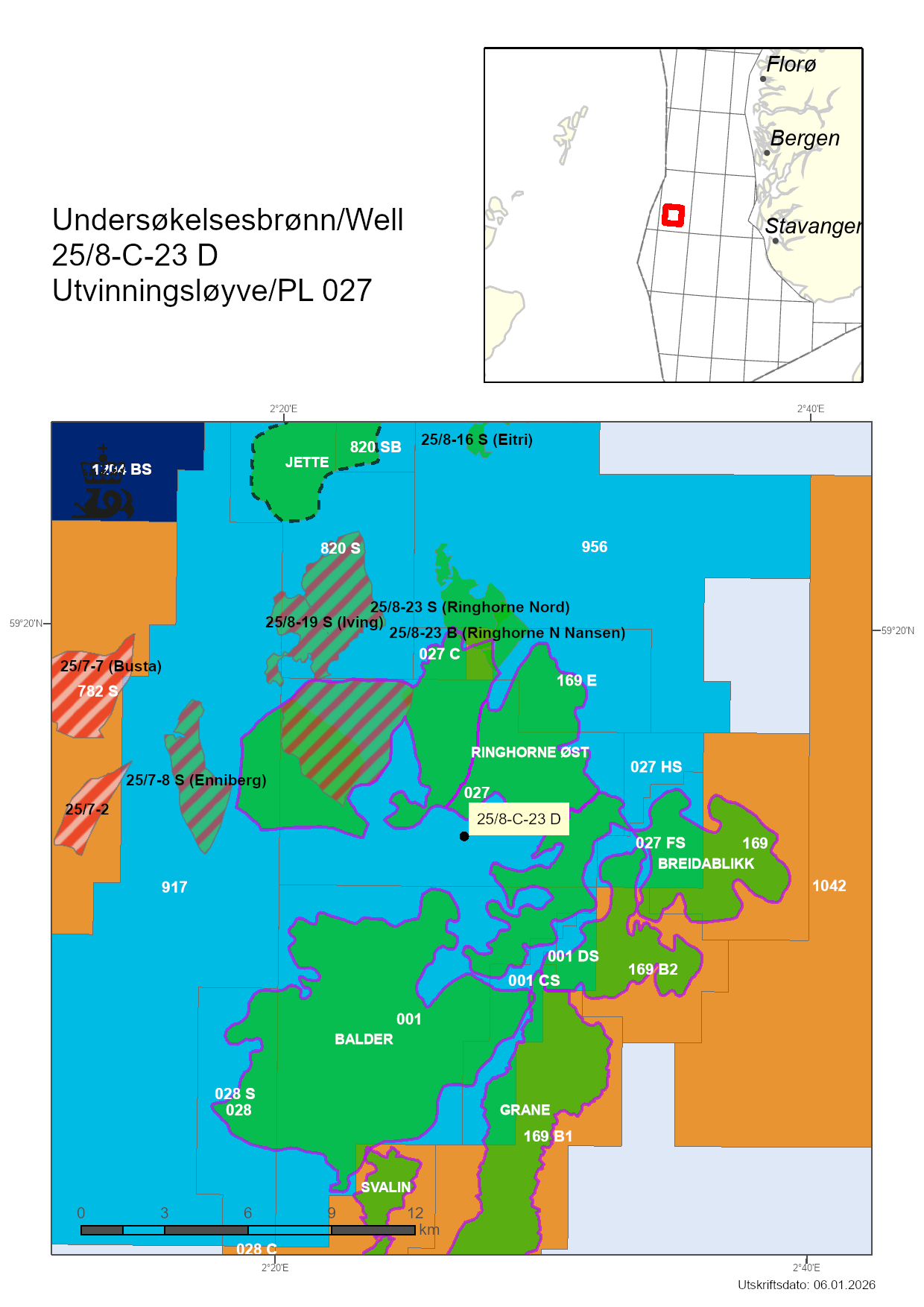 Map showing the location of well 25/8-C-23 D