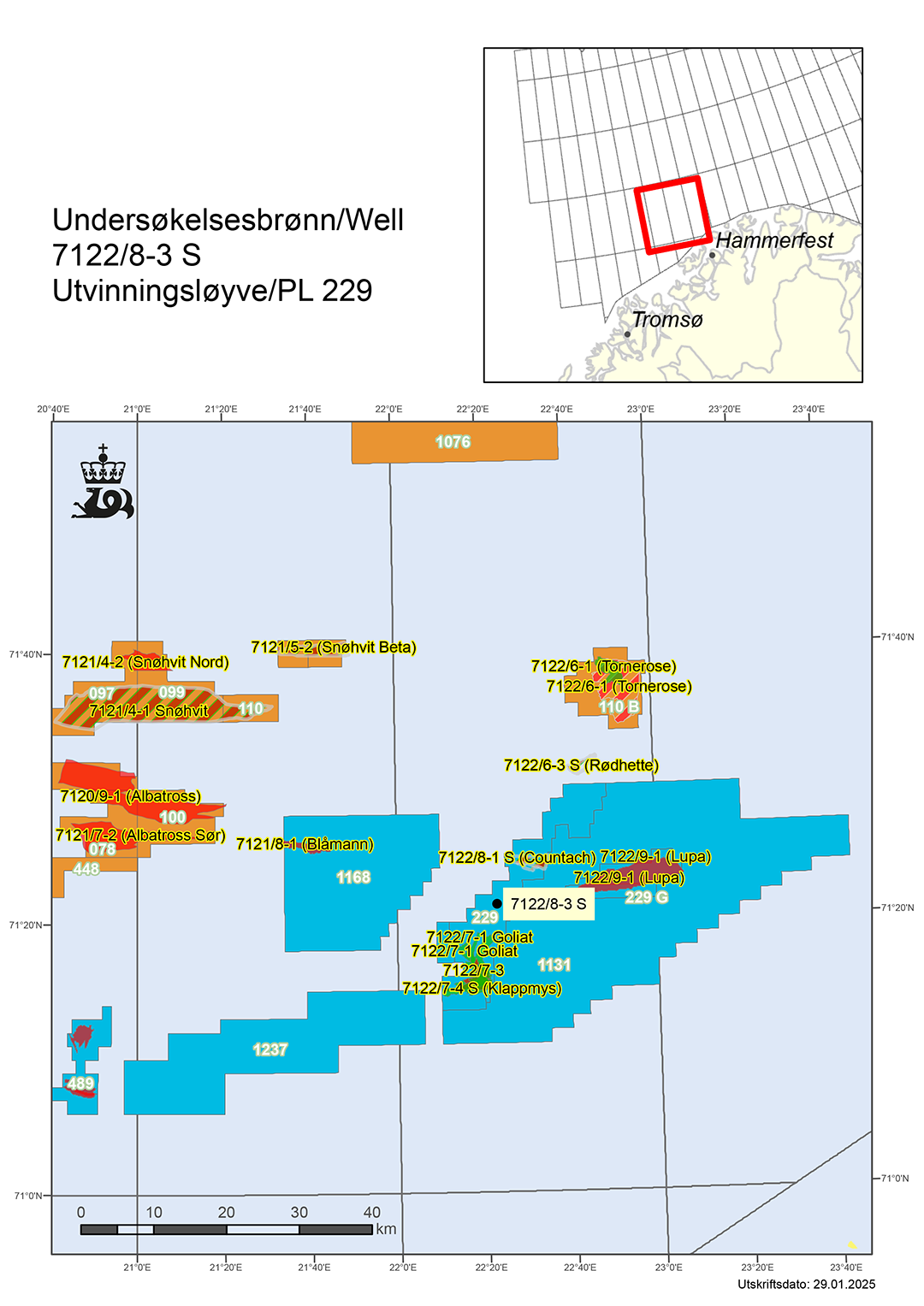 Map showing the location of well 7122/8-3 S.