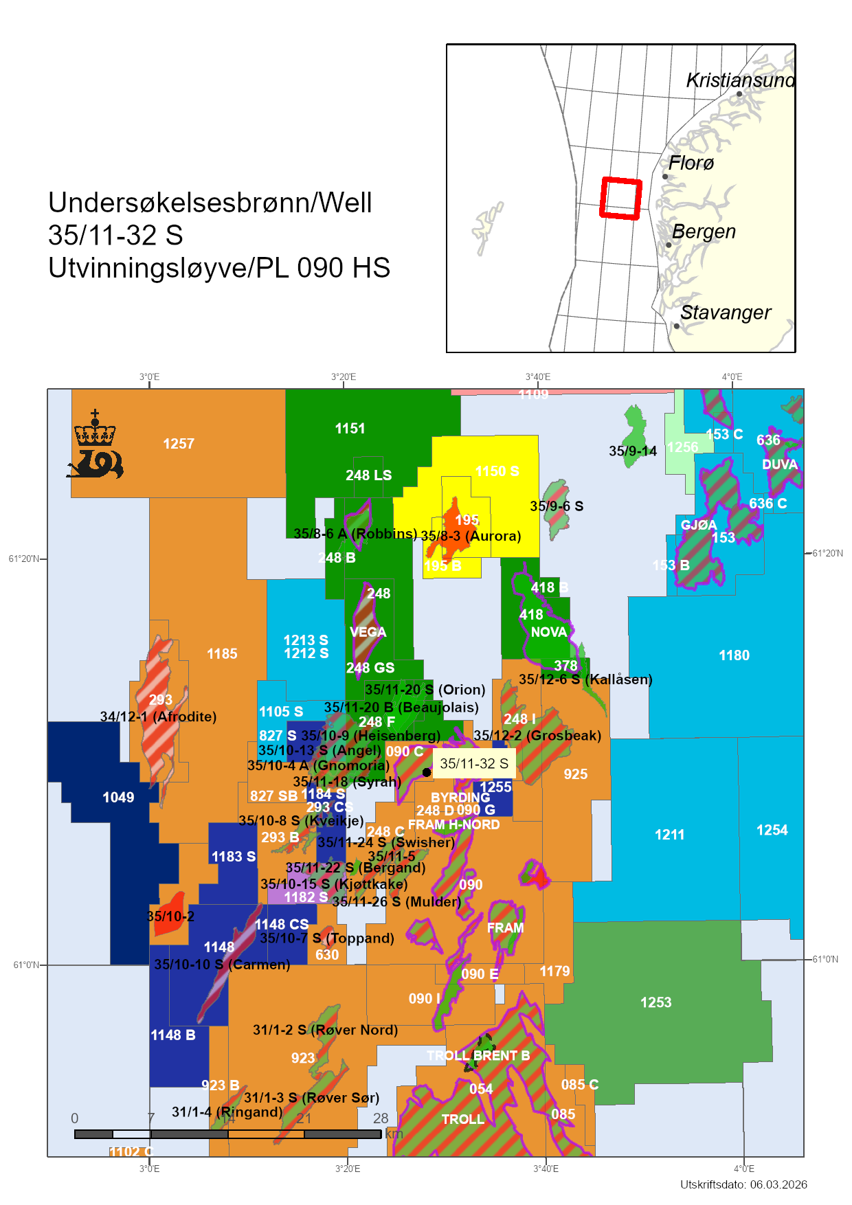 Kart som viser hvor br&oslash;nn35/11-32 S er lokalisert.