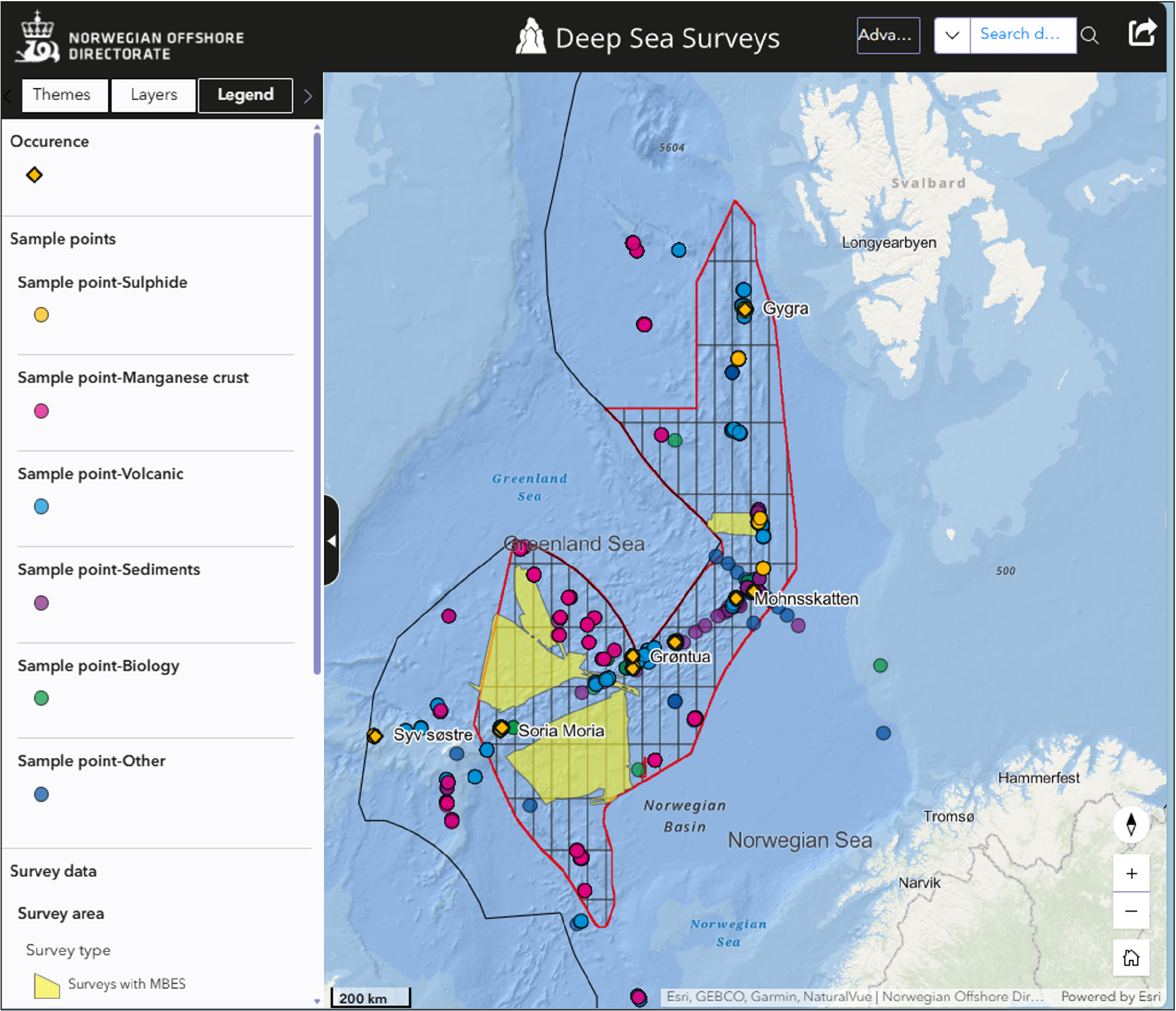 Illustrasjon frå Deep sea survey-portalen, som blei lansert i juni 2025
