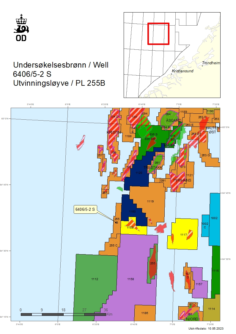Map showing the location of well 6406/5-2 S.