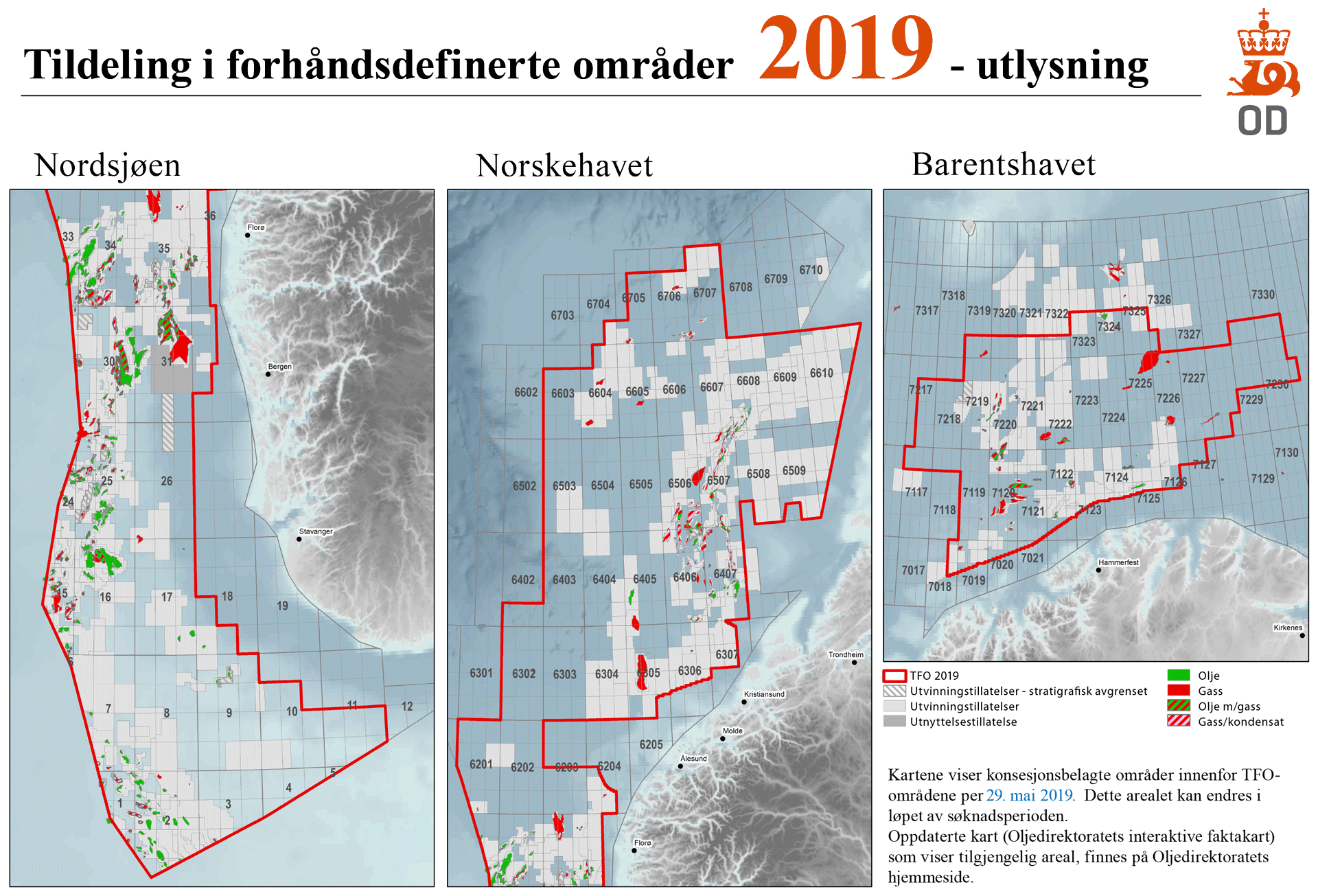 Kart over utlysning TFO 2019