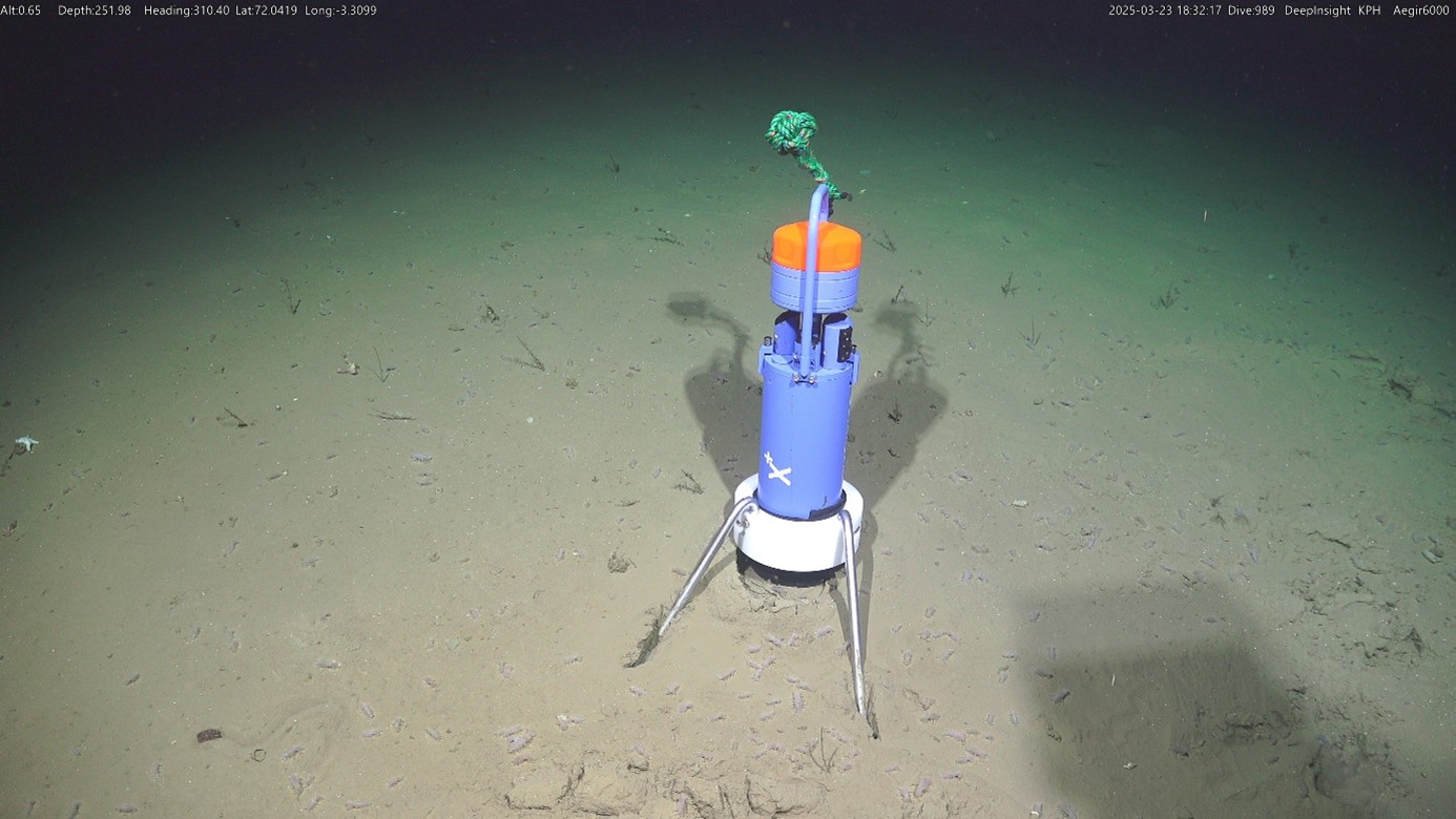 The photo shows a “Seaguard” ocean current metre on the seabed. (Photo: UiB)