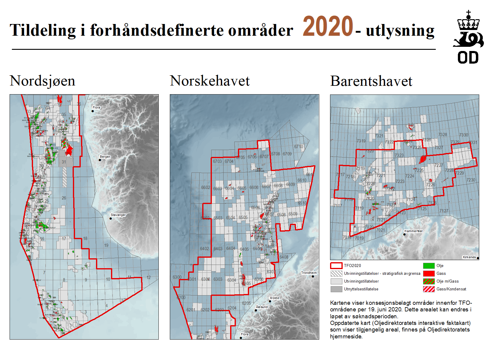 Kart over søkbart areal i forhåndsdefinerte områder ved utlysningstidspunkt