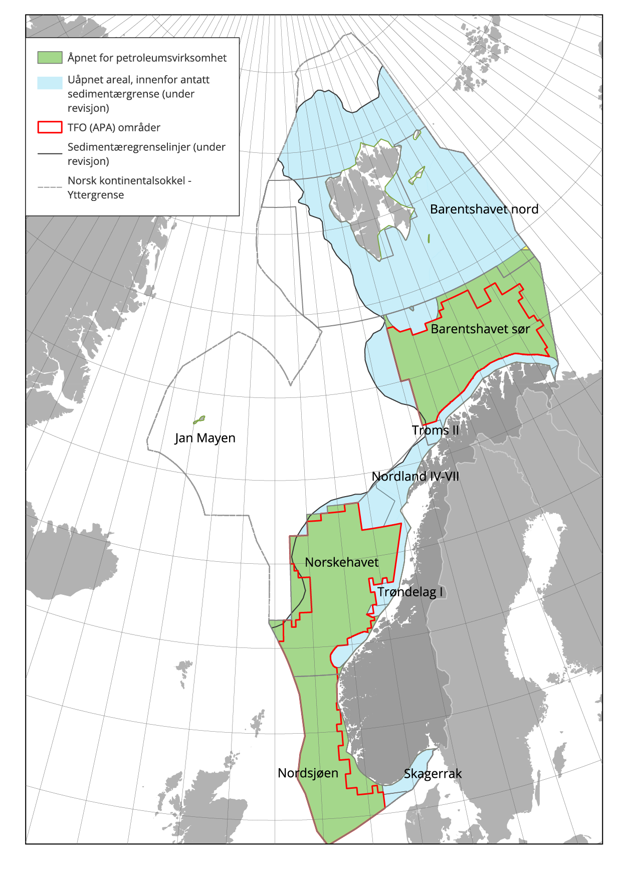 Figur 4.13 Arealstatus norsk kontinentalsokkel