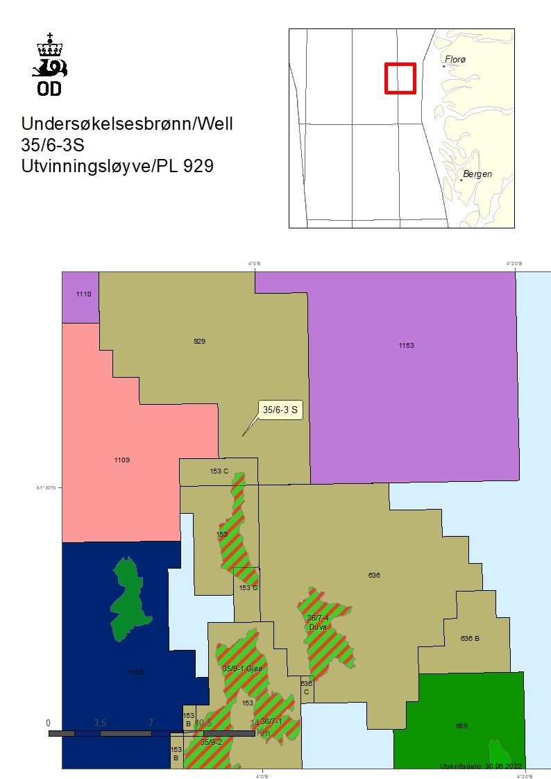 Map showing the location of well 35/6-3 S