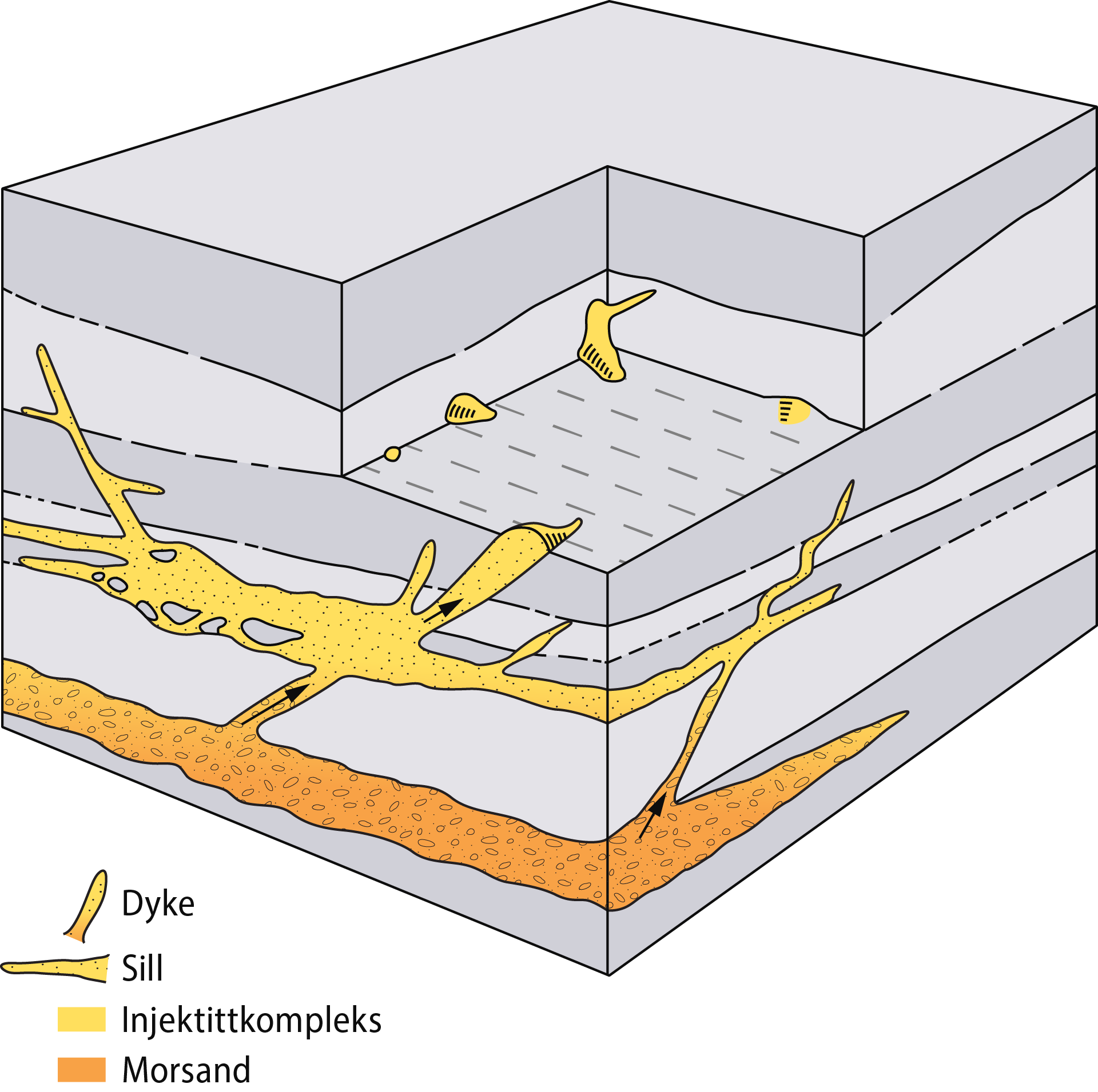 Figur 2.28 Geoskisse av injektitter modifisert etter Hurst et al. (2007)
