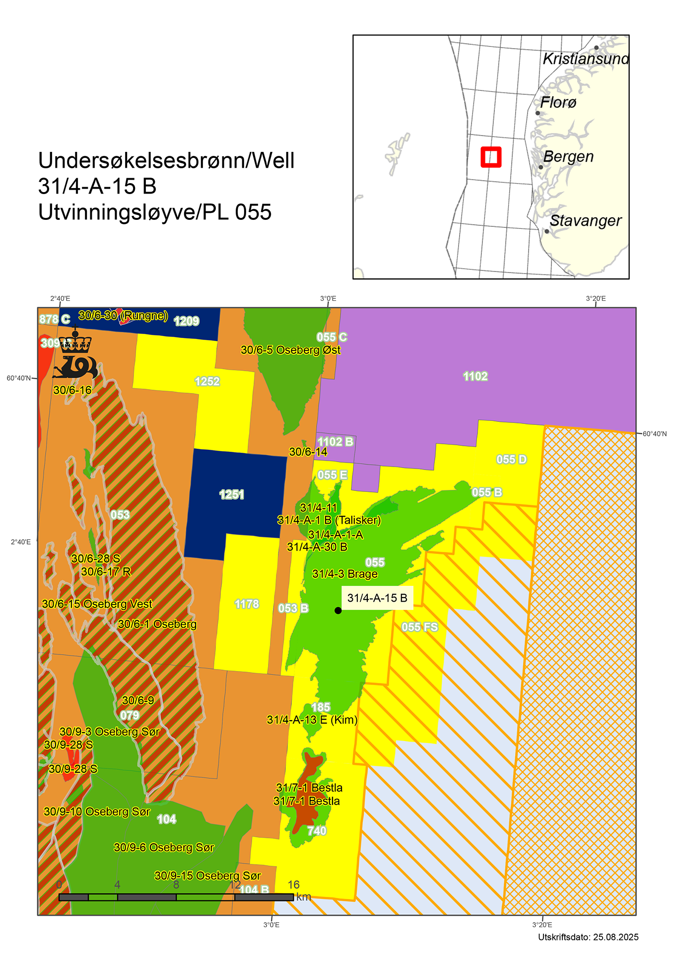 Kart som viser hvor brønn 31/4-A-15 B er lokalisert.