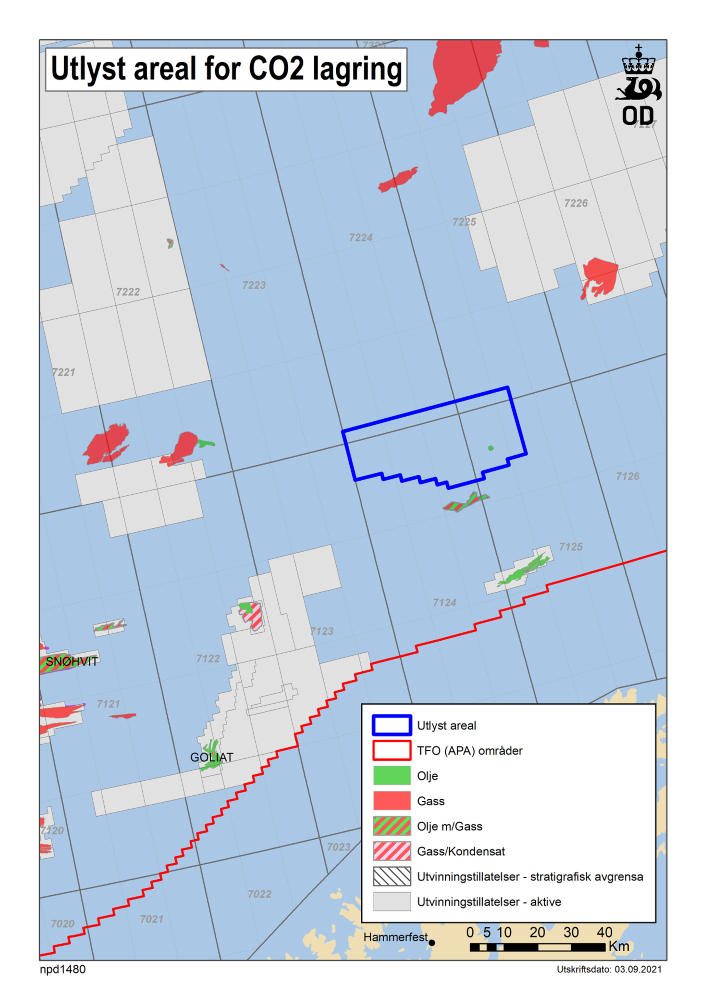 Kart over søkbart areal CO2-lagring 1 2021