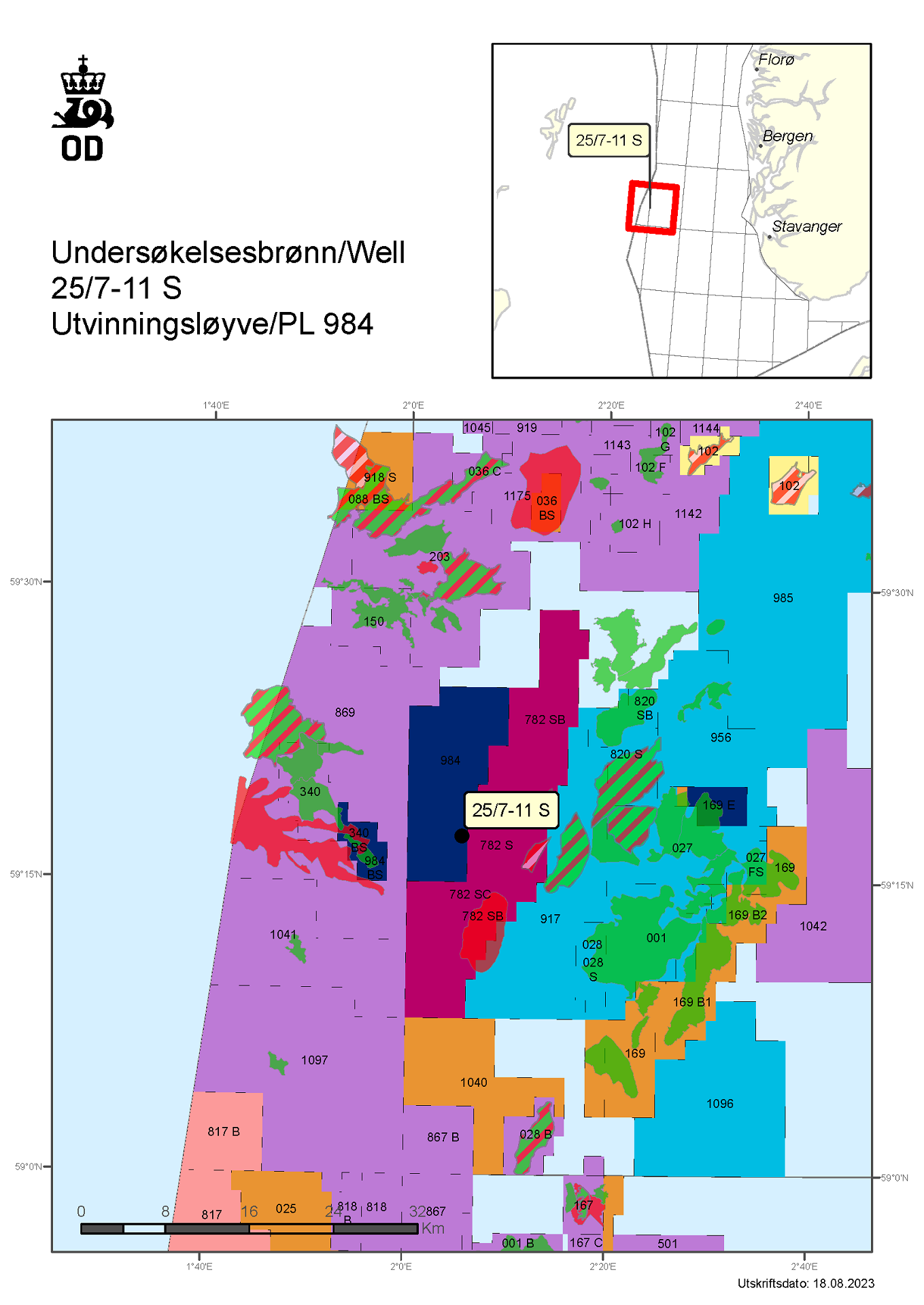 Map showing the location of well 25/7-11 S.