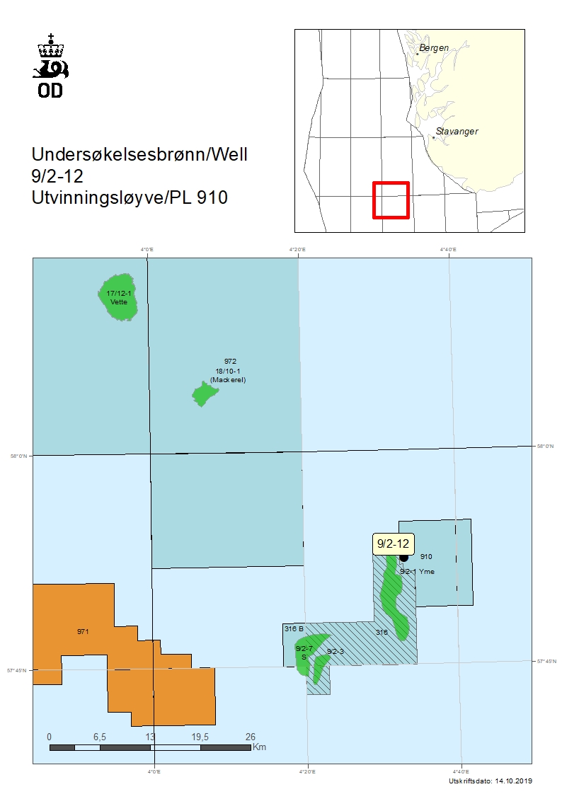 Map showing production licence 910