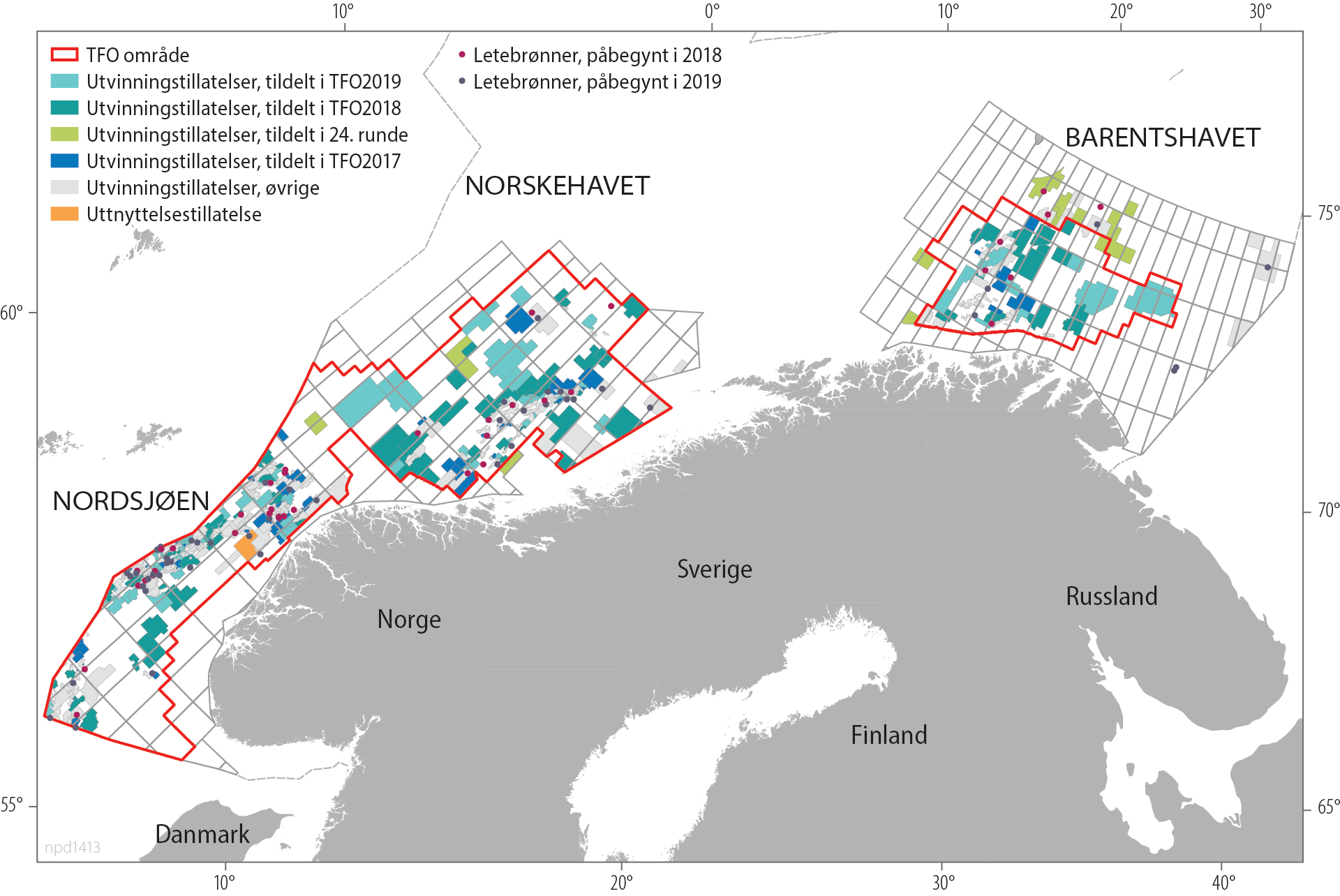 Figur 2.12 Lisensiert område på norsk sokkel per 31.12.2019