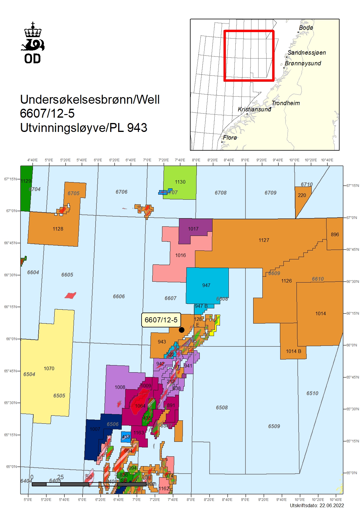 Map with well 6607/12-5.