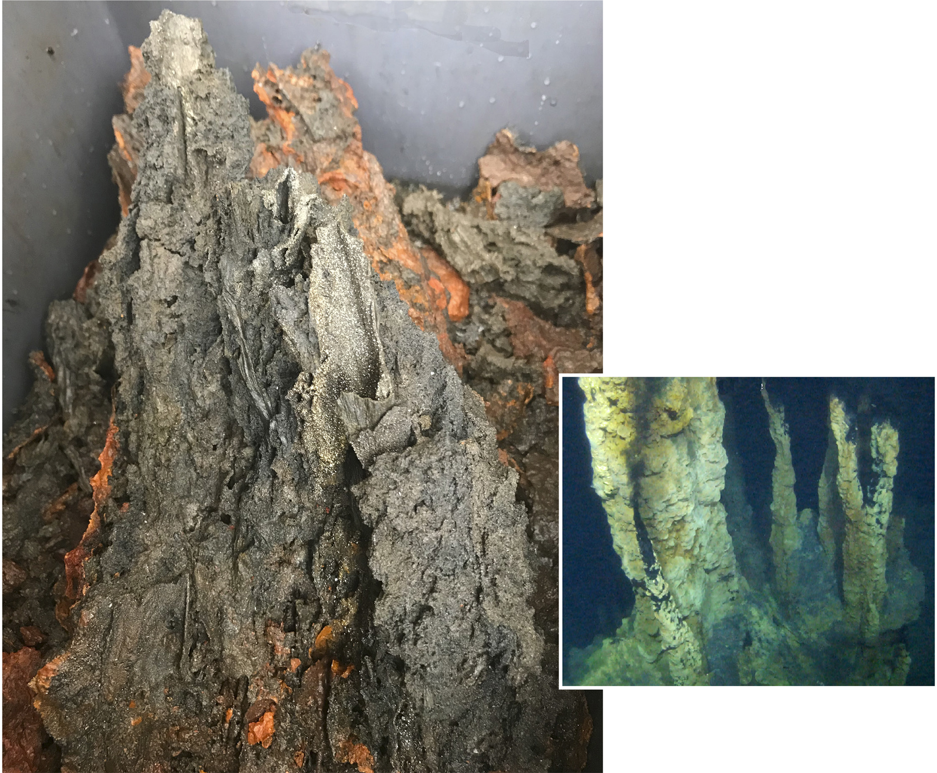 Seabed minerals. Black smoker from the NPD’s expedition photographed in 3 000 metres of water on the Mohns Ridge in the Norwegian Sea. (Photo: Jan Stenløkk)