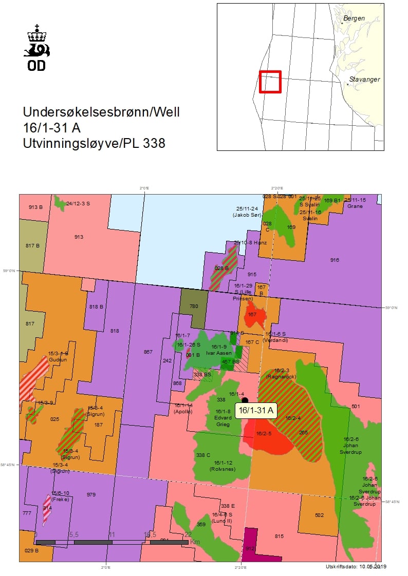 Map over well 16-1-31-A