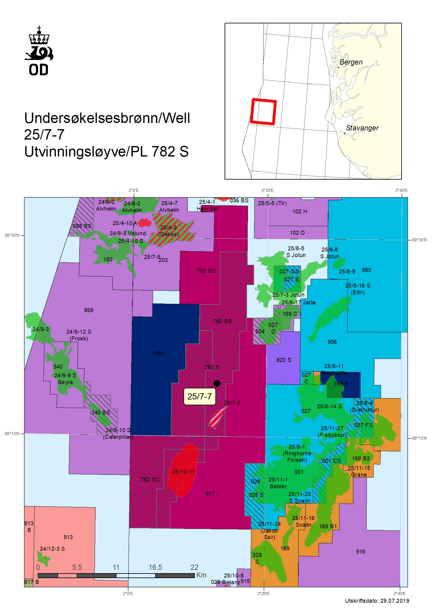 Map of well 25-7-7