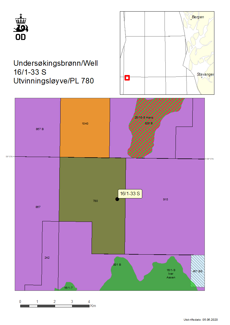 Map over well 16-1-33 S