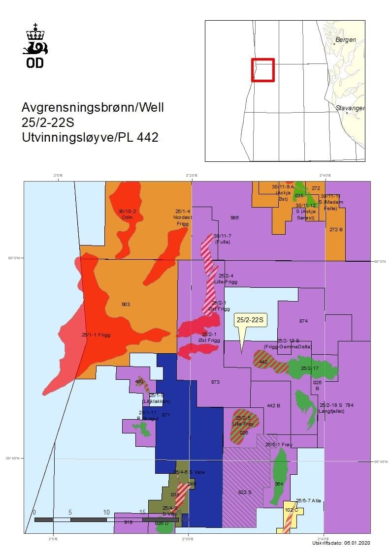 Map of well 25/2-22 S