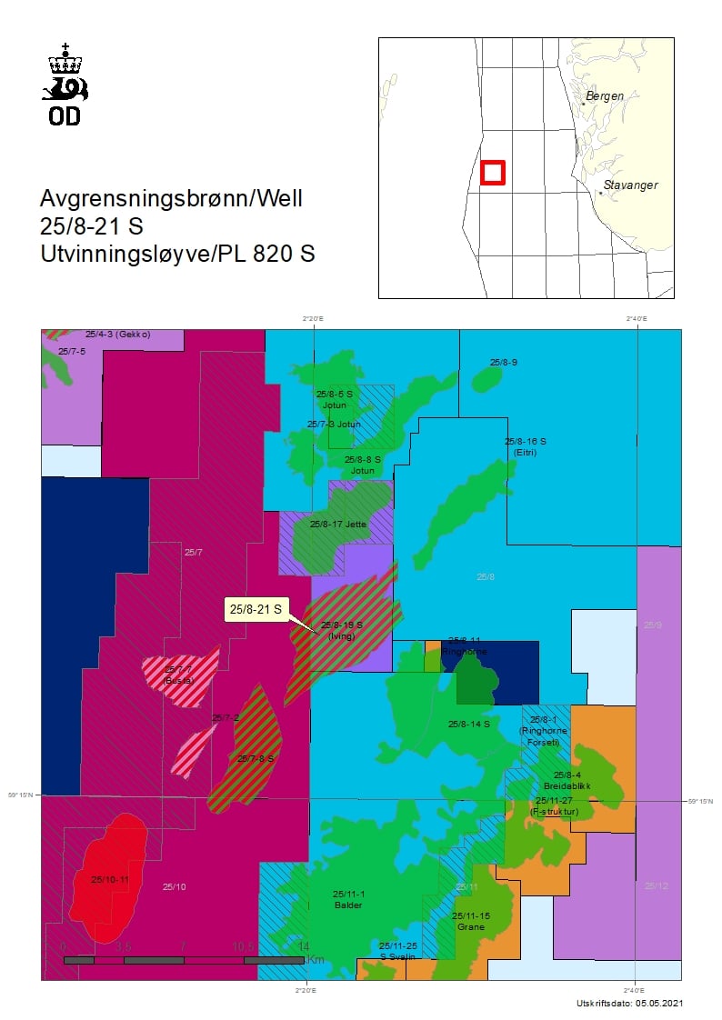 Map of well 25-8-21-S