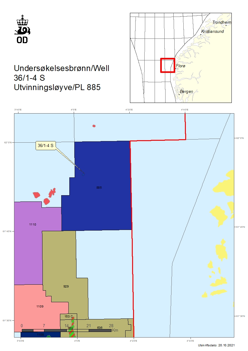 Well showing the location of well 36/1-4 S