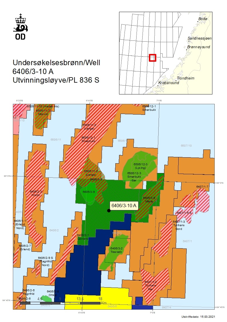 Map showing the location of well 6406/3-10 A