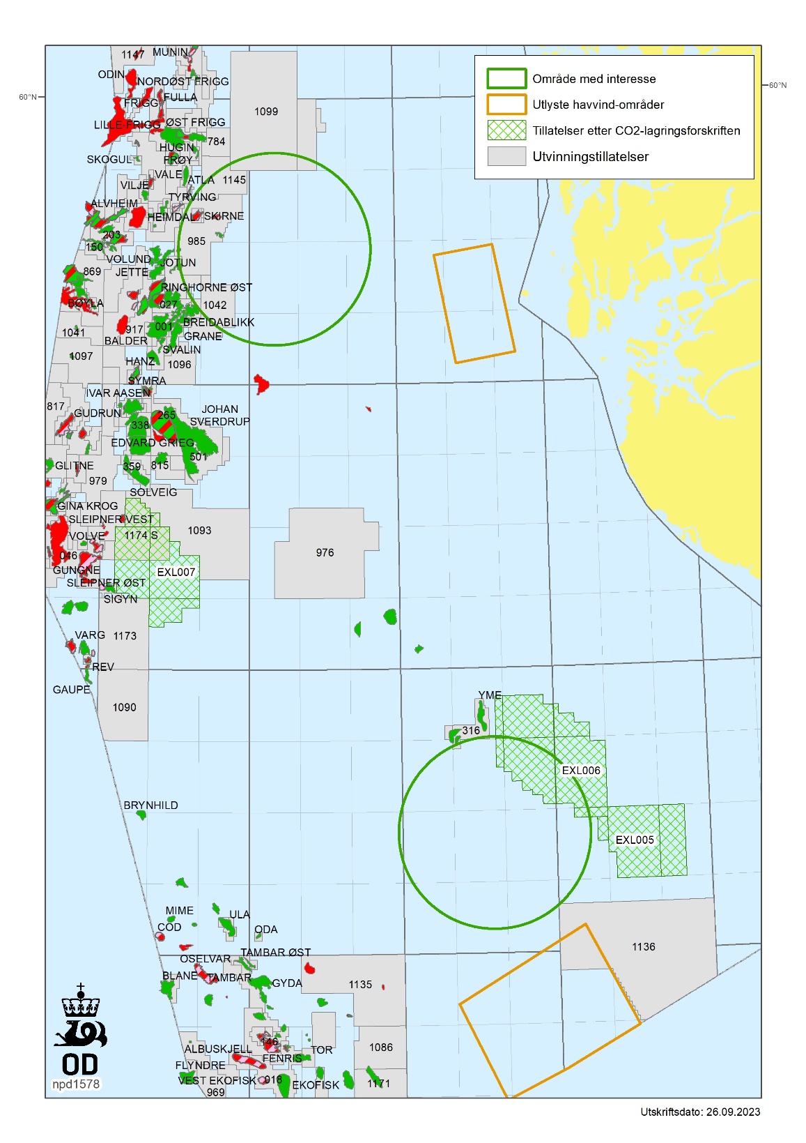 Map showing relevant storage areas.