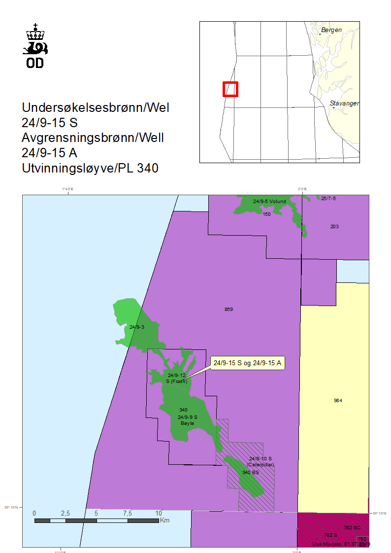 Map of the wells 24-9-15-S and 24-9-15-A