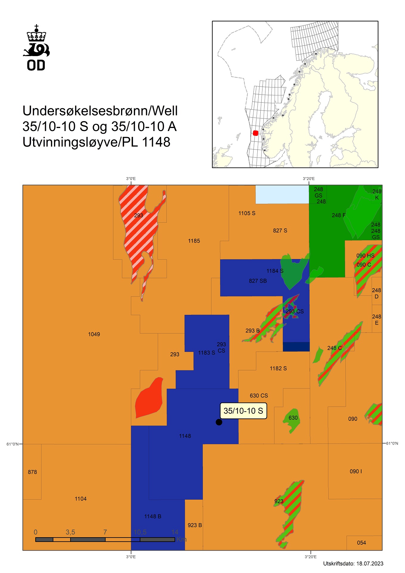 Map showing the location of well 35/10-10 S and 35/10-10 A.