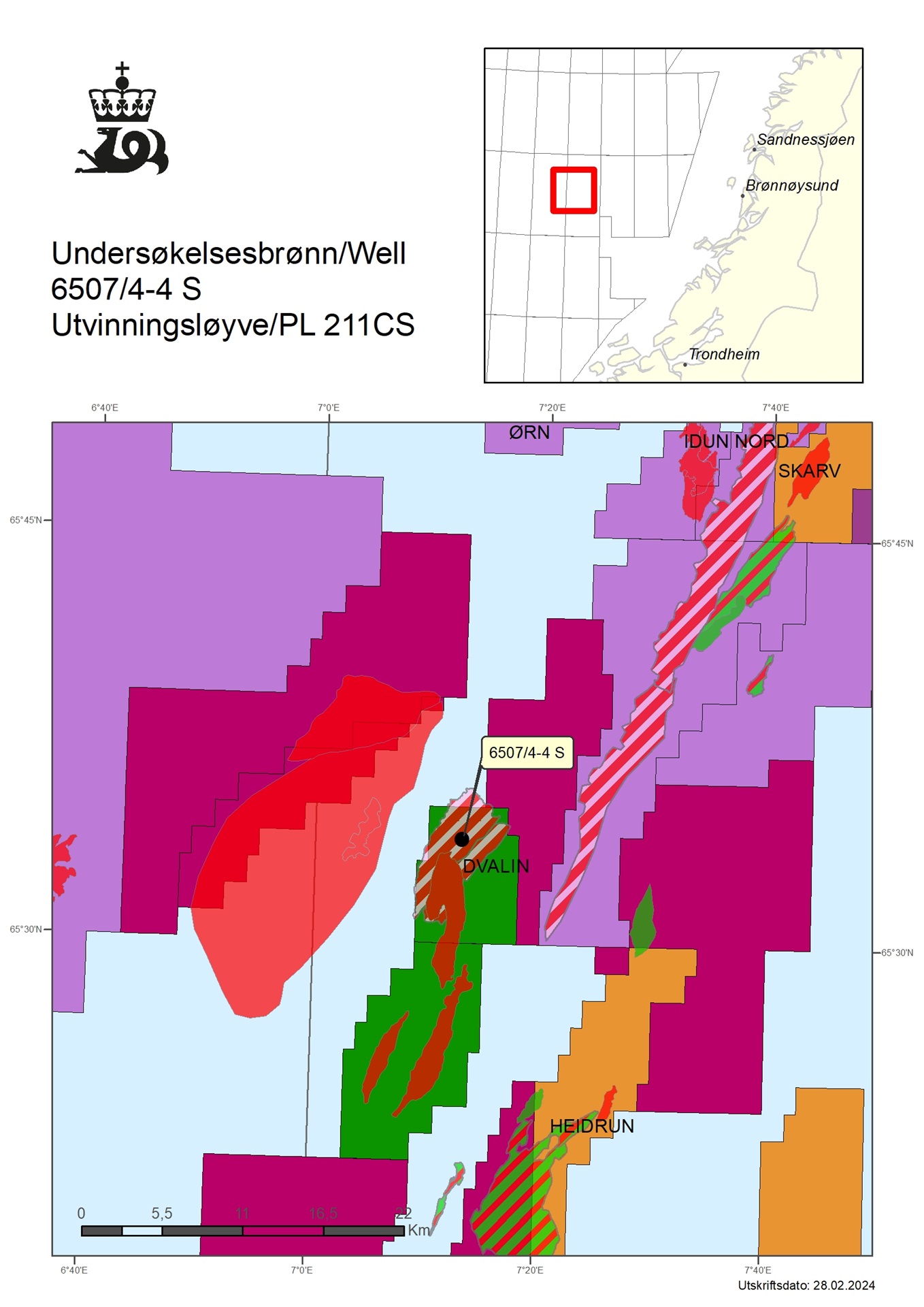 Map showing the location of well 6507/4-4 S.