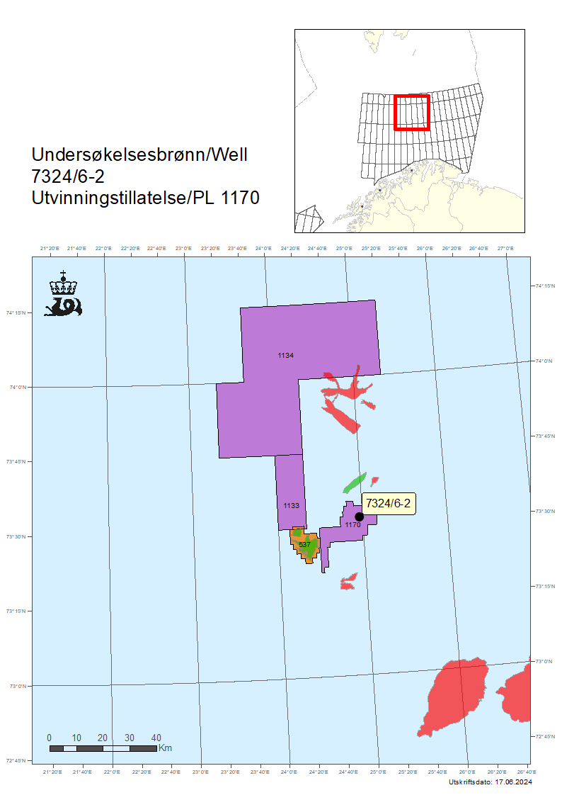 Map showiing the location of well 7324/6-2.