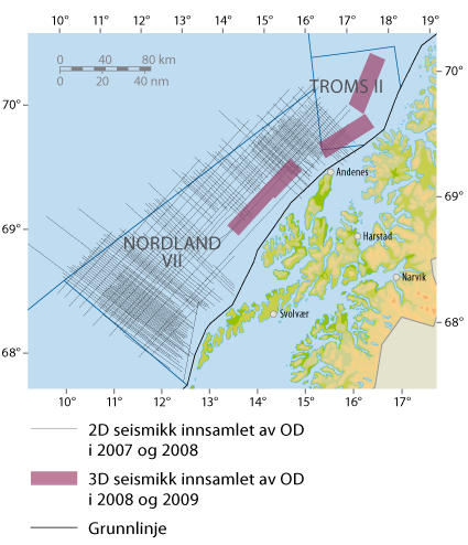 Kart over innsamlet seismikk