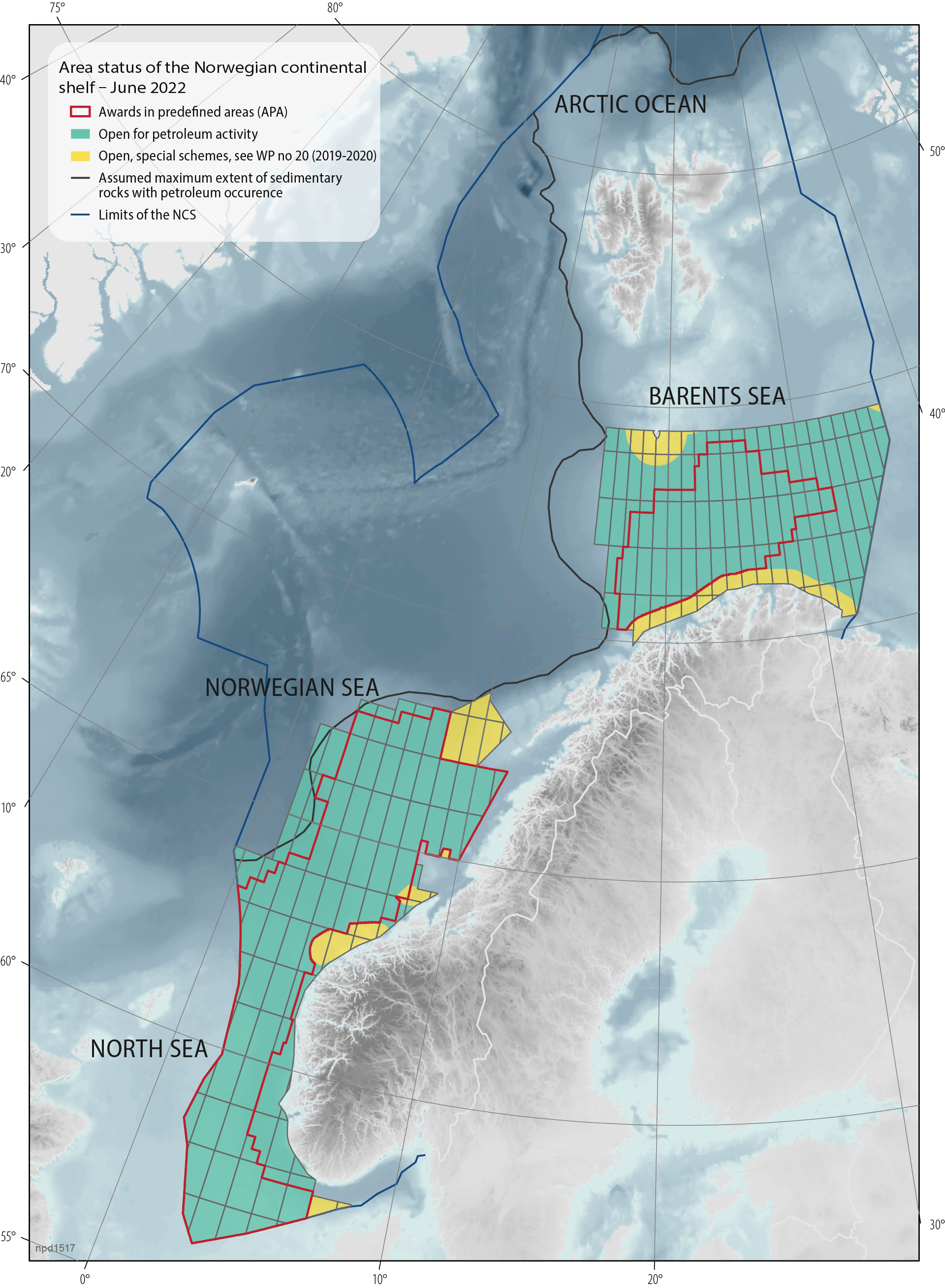 Figure 2.4 Opened and unopened areas on the NCS.