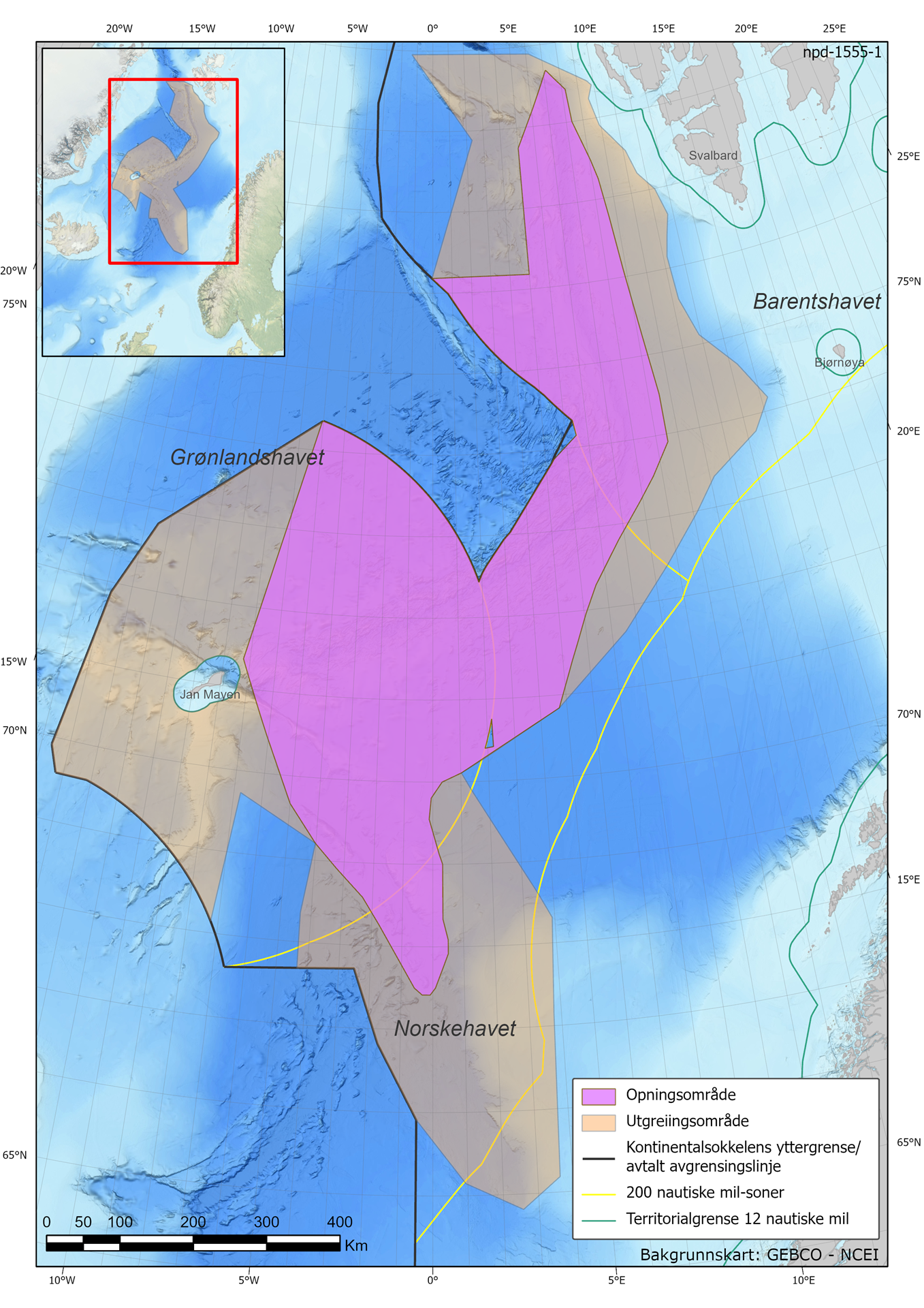 Kart som viser åpningsområde for havbunnsmineraler.
