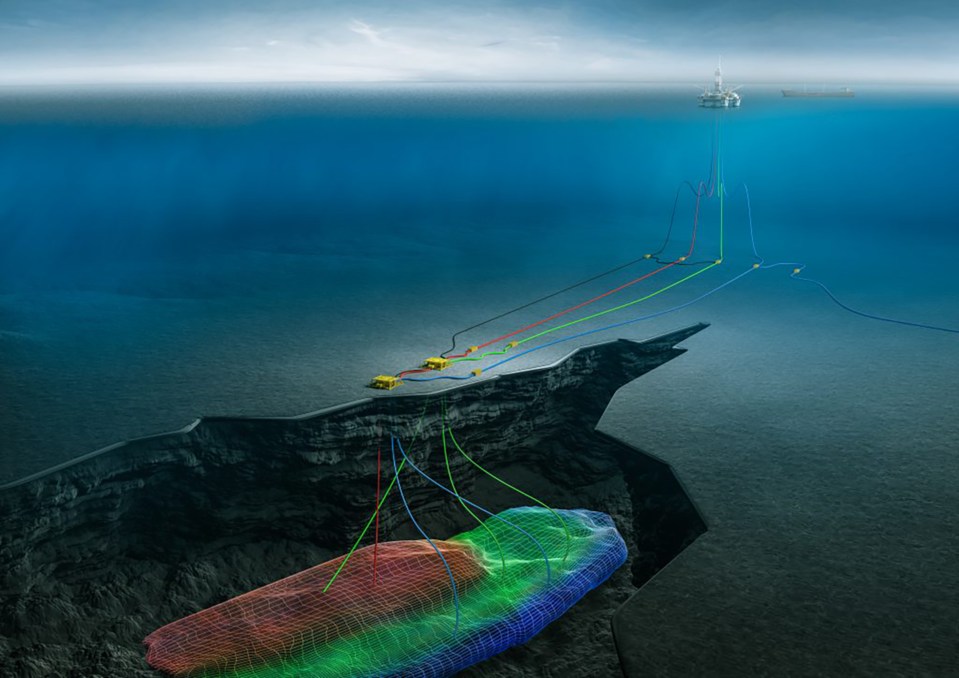 Fenja bygges ut med havbunnsinnretninger knyttet til Njord-plattformen (Illustrasjon: VNG)