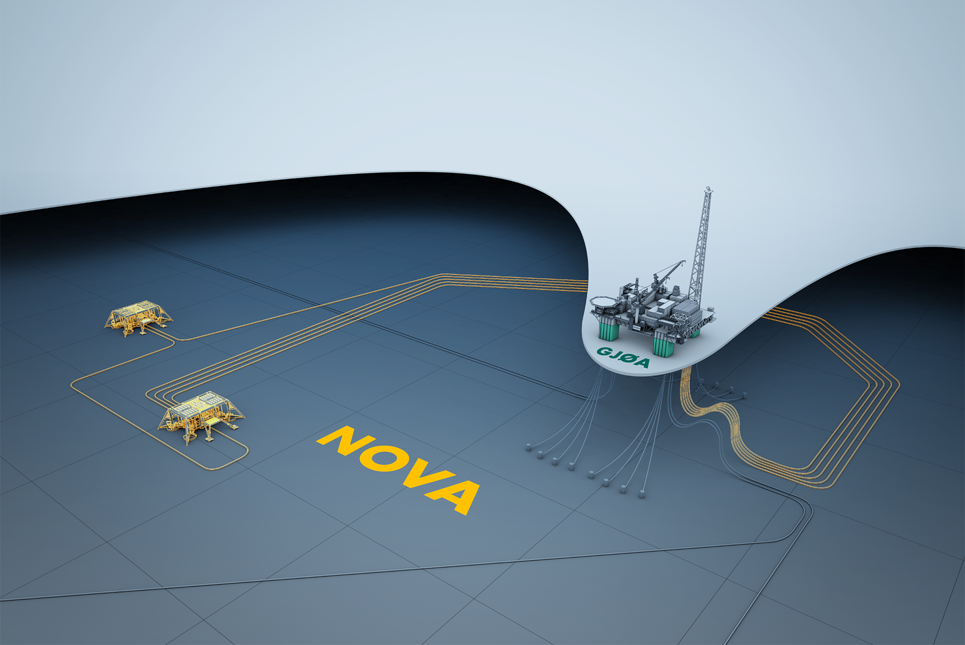 Nova er en havbunnsutbygging som knyttes opp mot Gjøa-innretningen i Nordsjøen. (illustrasjon: Wintershall)